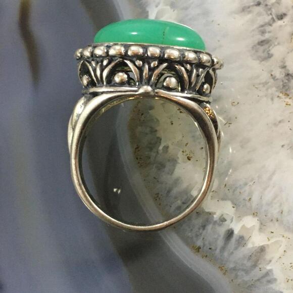 Carolyn Pollack Southwestern Style Sterling Oblong Oval Variscite Decorated Ring - Picture 8 of 10
